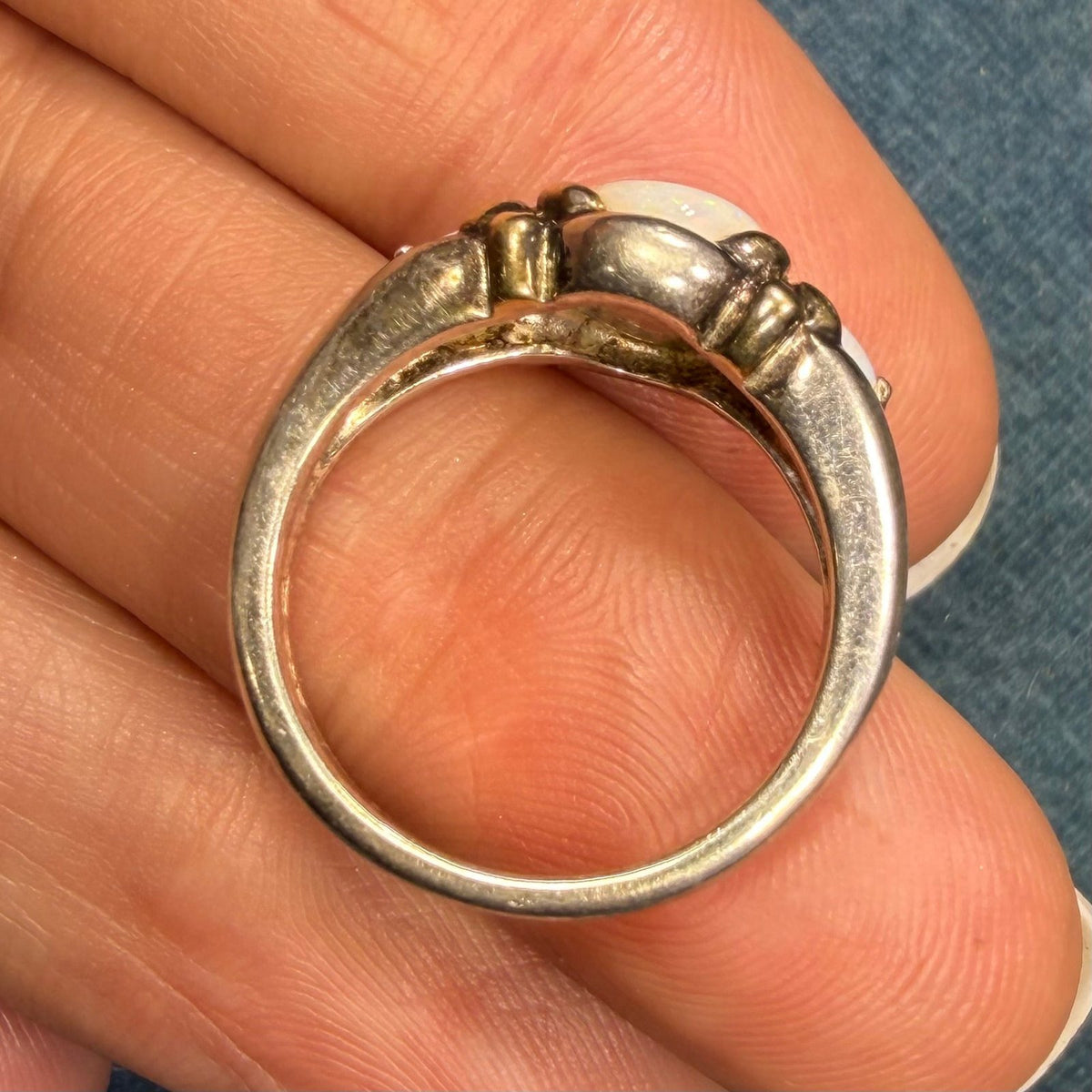 Australian Opal 3 Gem Sterling Silver Ring *Video*