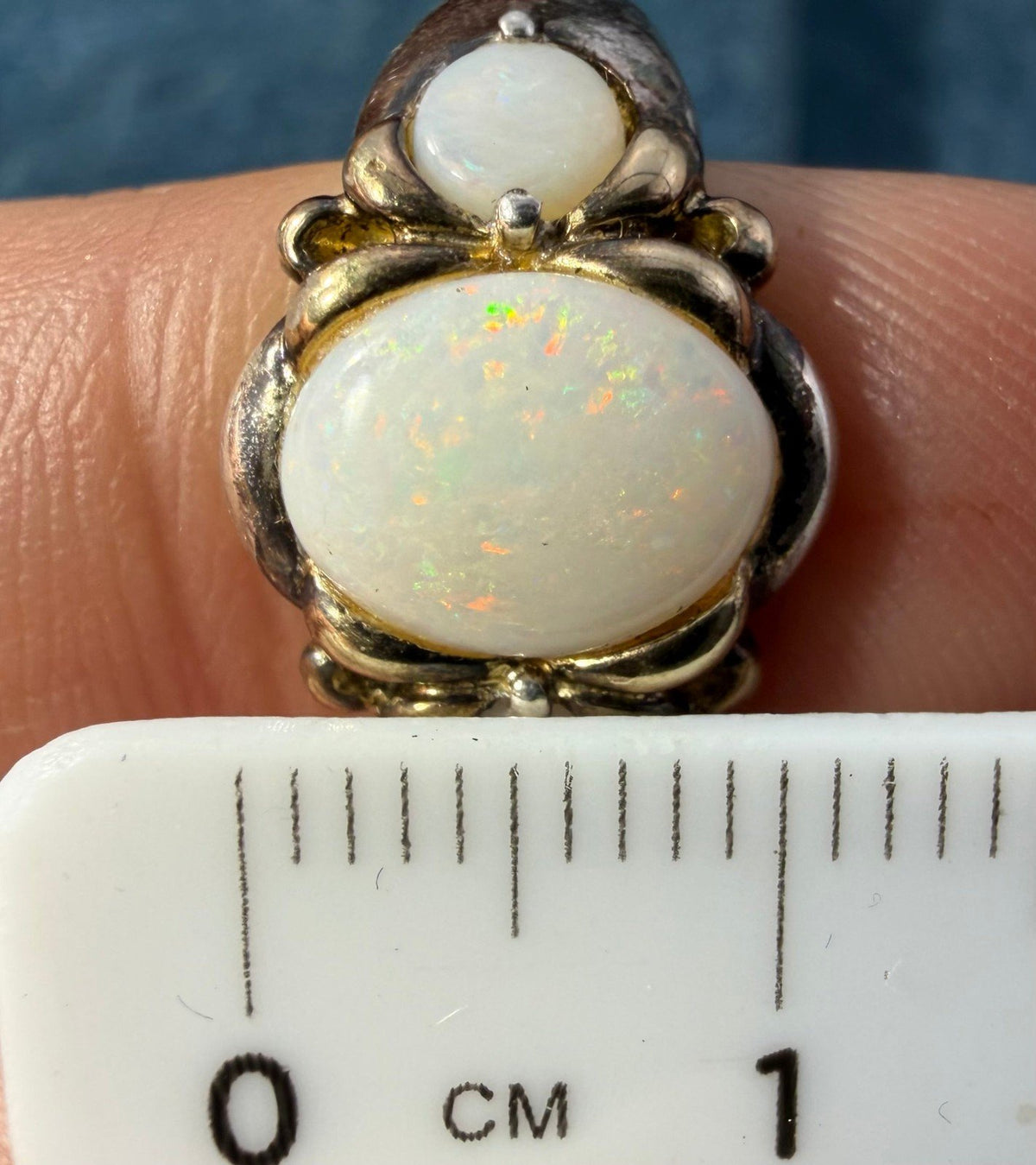 Australian Opal 3 Gem Sterling Silver Ring *Video*