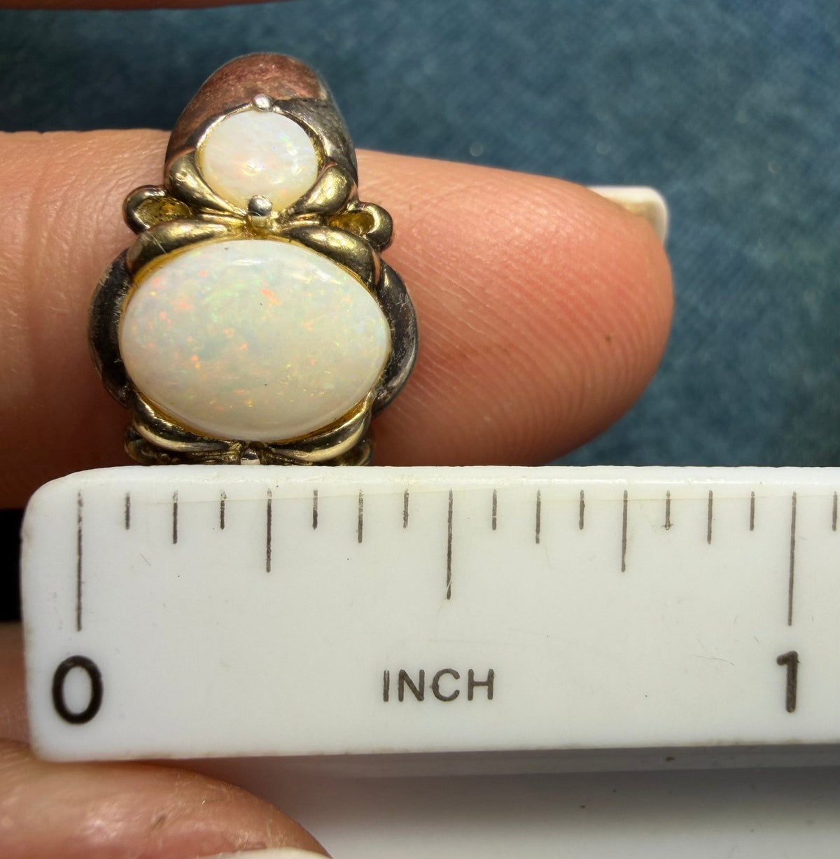 Australian Opal 3 Gem Sterling Silver Ring *Video*