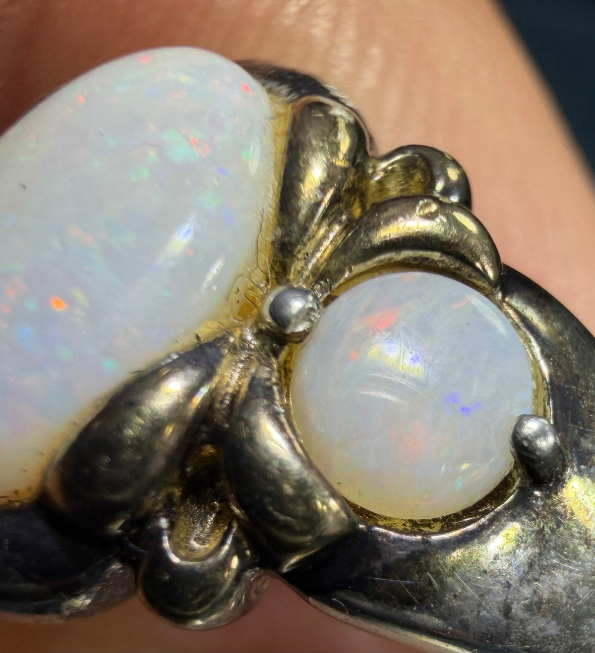 Australian Opal 3 Gem Sterling Silver Ring *Video*