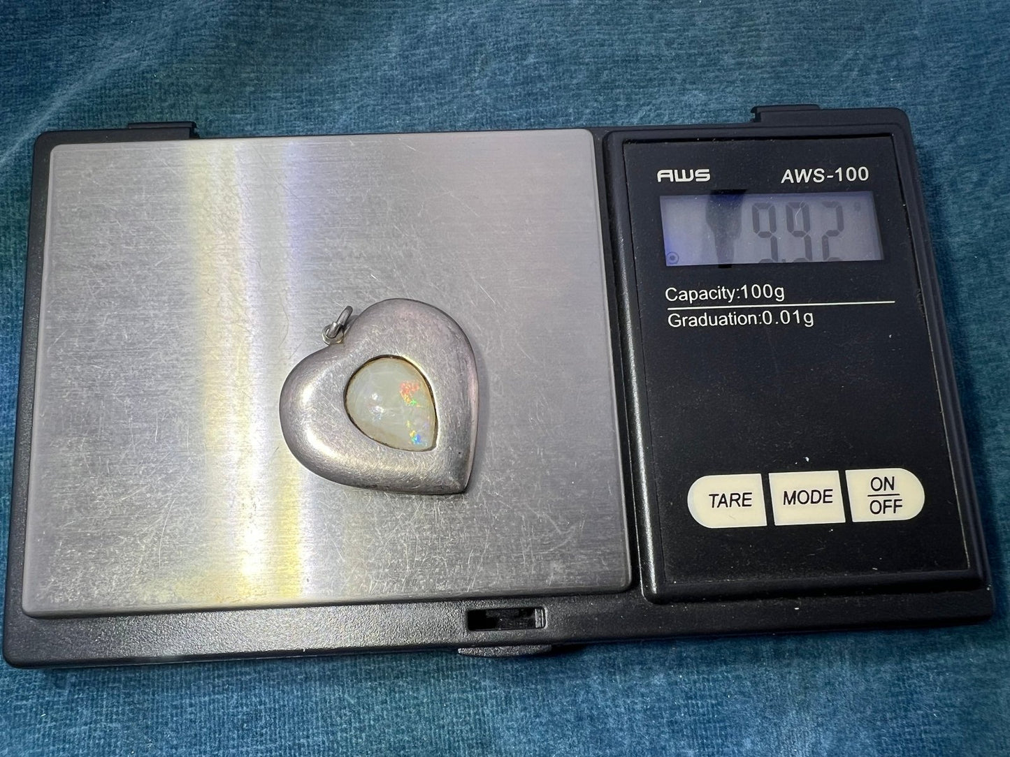 Australian Opal Heart Pendant in Sterling Silver. Reversible. 1.2" *Video*