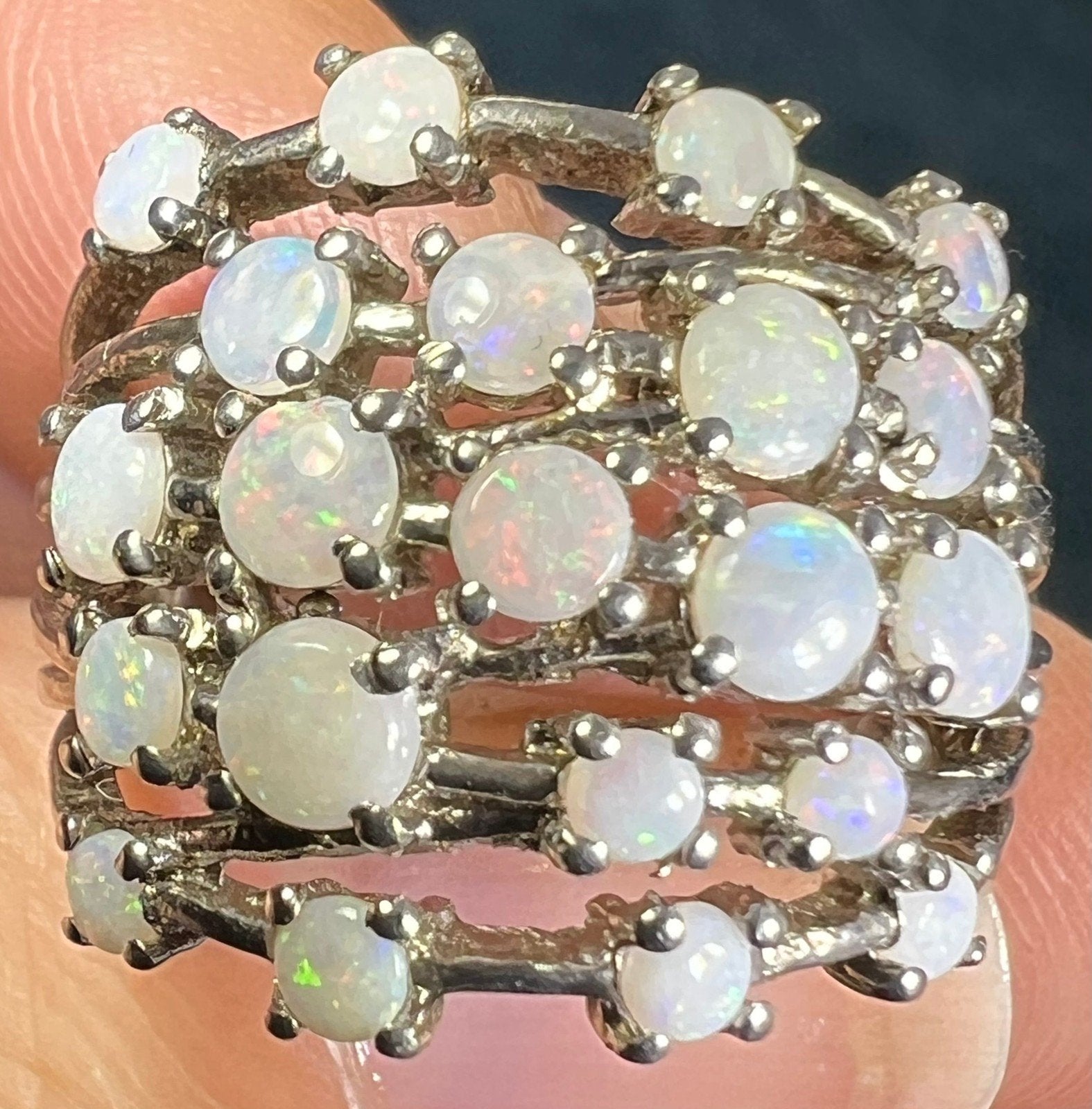 Australian Opal Multi-Band Harem Ring. Wide 3/4" Band *Video*