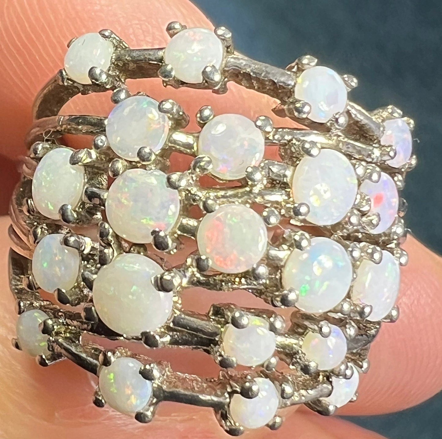 Australian Opal Multi-Band Harem Ring. Wide 3/4" Band *Video*