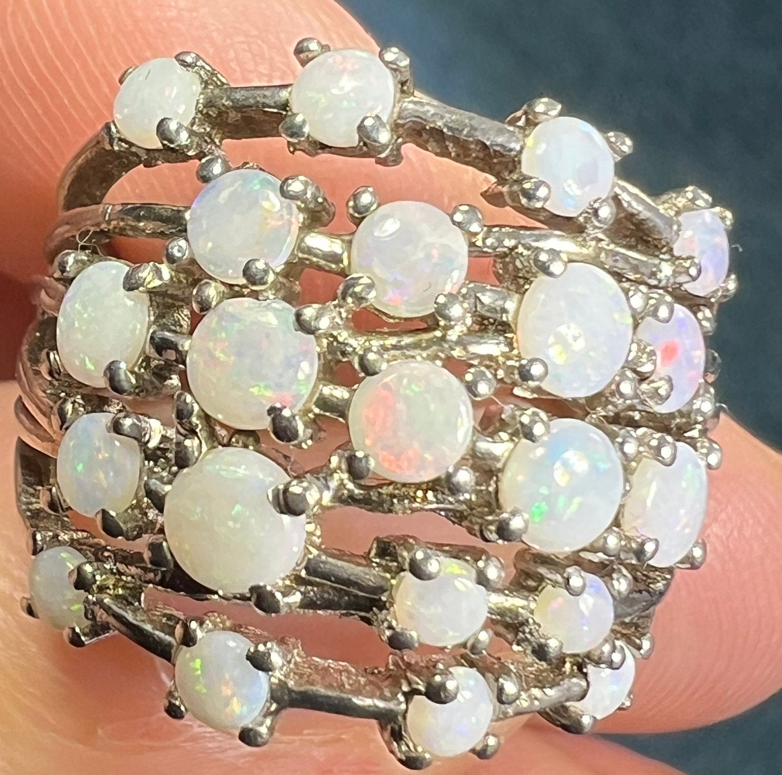 Australian Opal Multi-Band Harem Ring. Wide 3/4" Band *Video*