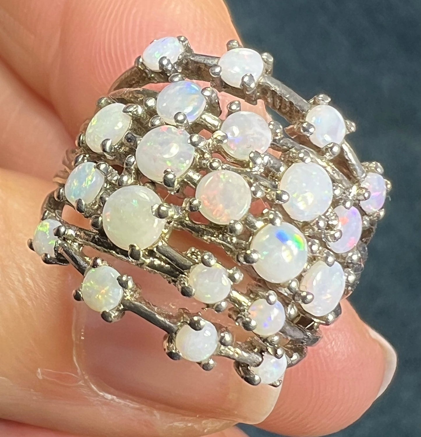 Australian Opal Multi-Band Harem Ring. Wide 3/4" Band *Video*