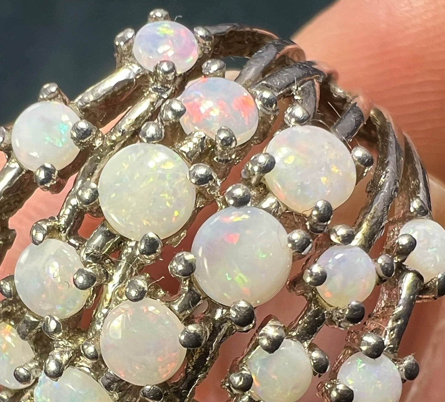 Australian Opal Multi-Band Harem Ring. Wide 3/4" Band *Video*