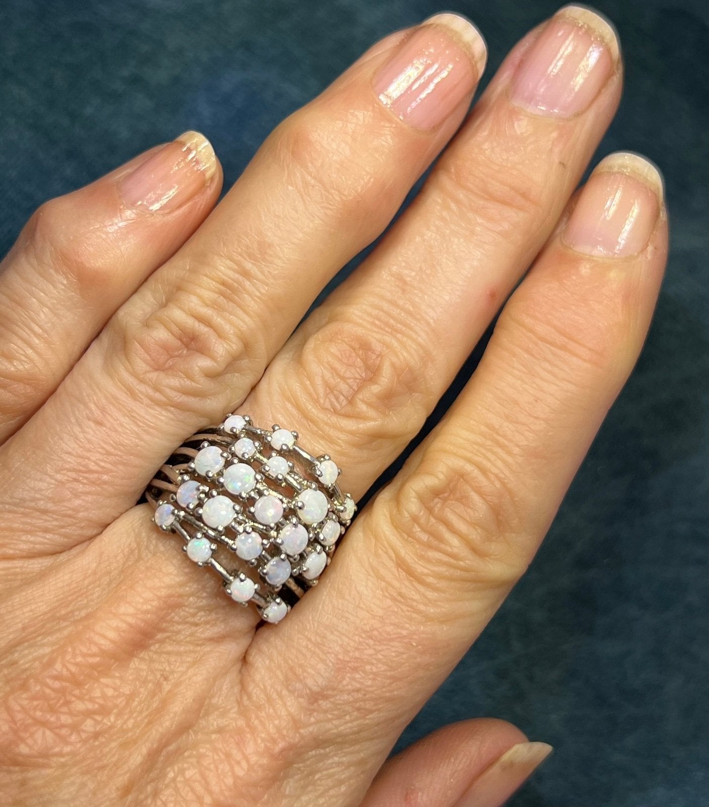 Australian Opal Multi-Band Harem Ring. Wide 3/4" Band *Video*