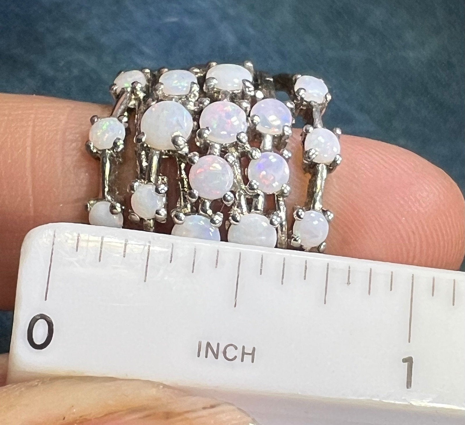 Australian Opal Multi-Band Harem Ring. Wide 3/4" Band *Video*