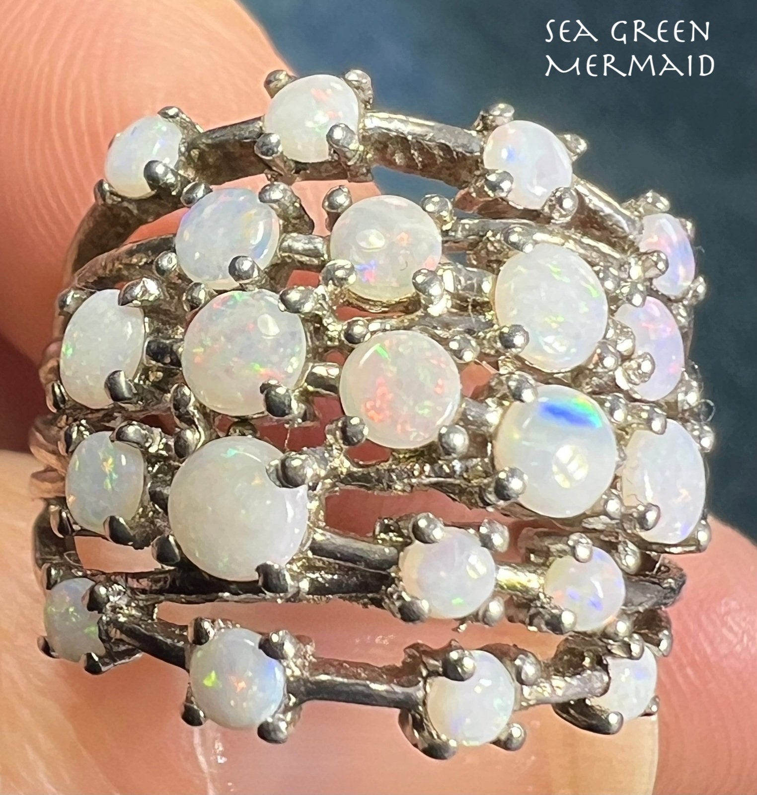 Australian Opal Multi-Band Harem Ring. Wide 3/4" Band *Video*