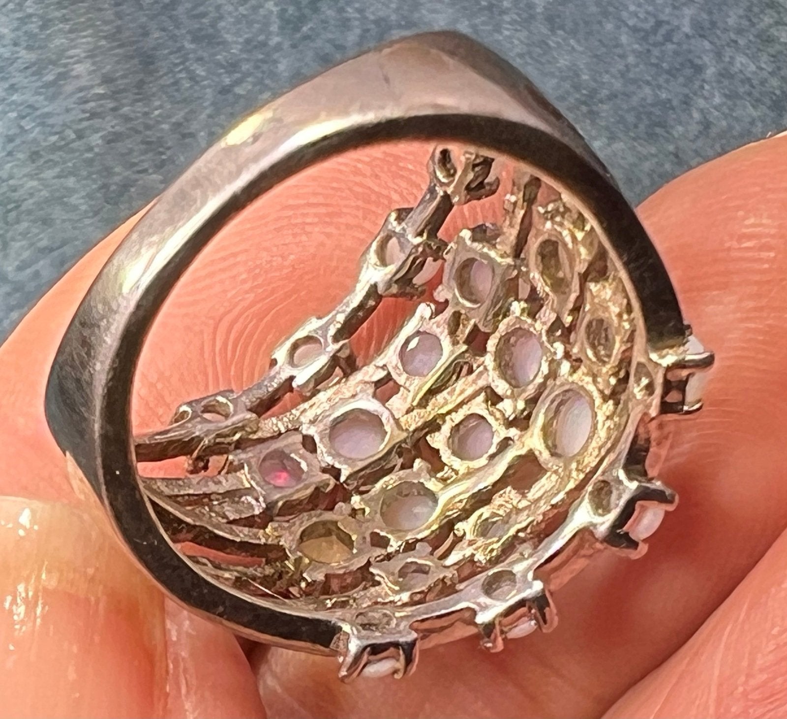 Australian Opal Multi-Band Harem Ring. Wide 3/4" Band *Video*