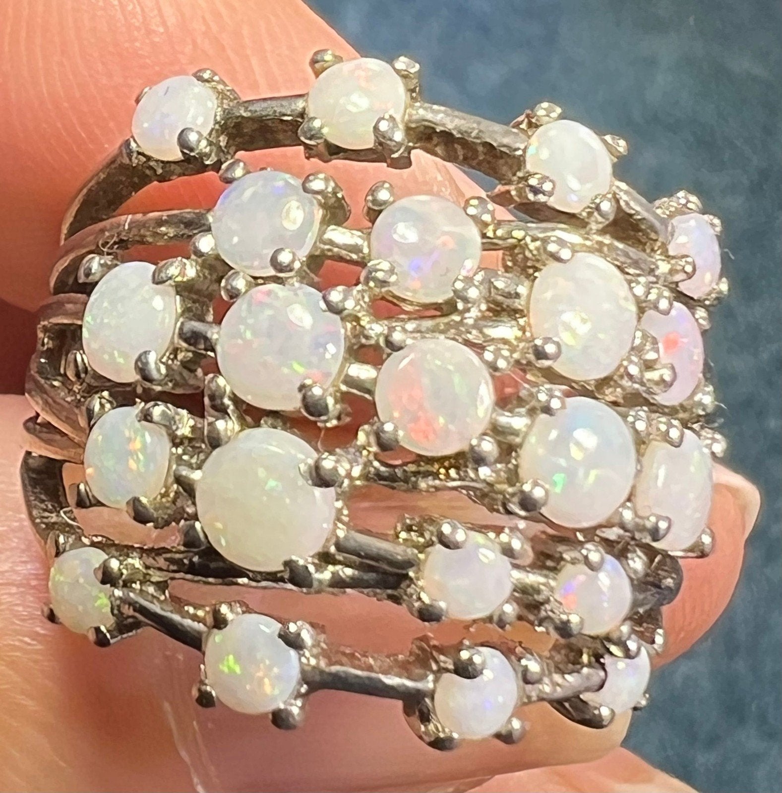 Australian Opal Multi-Band Harem Ring. Wide 3/4" Band *Video*