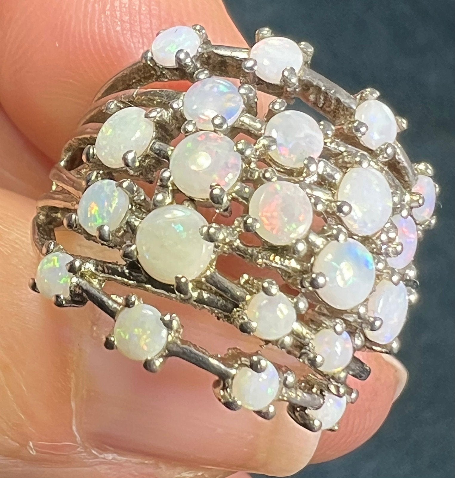 Australian Opal Multi-Band Harem Ring. Wide 3/4" Band *Video*
