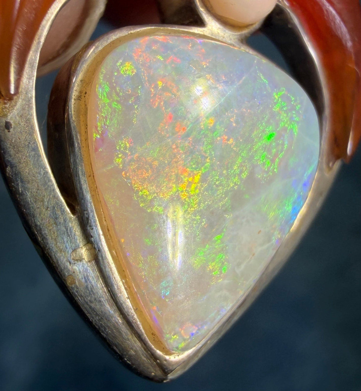 Australian Opal Pendant in Sterling Silver w Crescent Moon *Video*