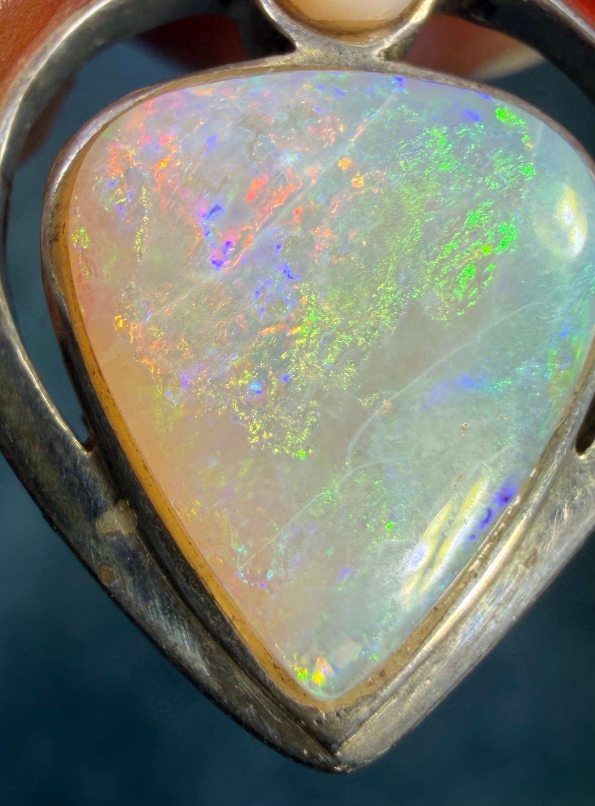 Australian Opal Pendant in Sterling Silver w Crescent Moon *Video*