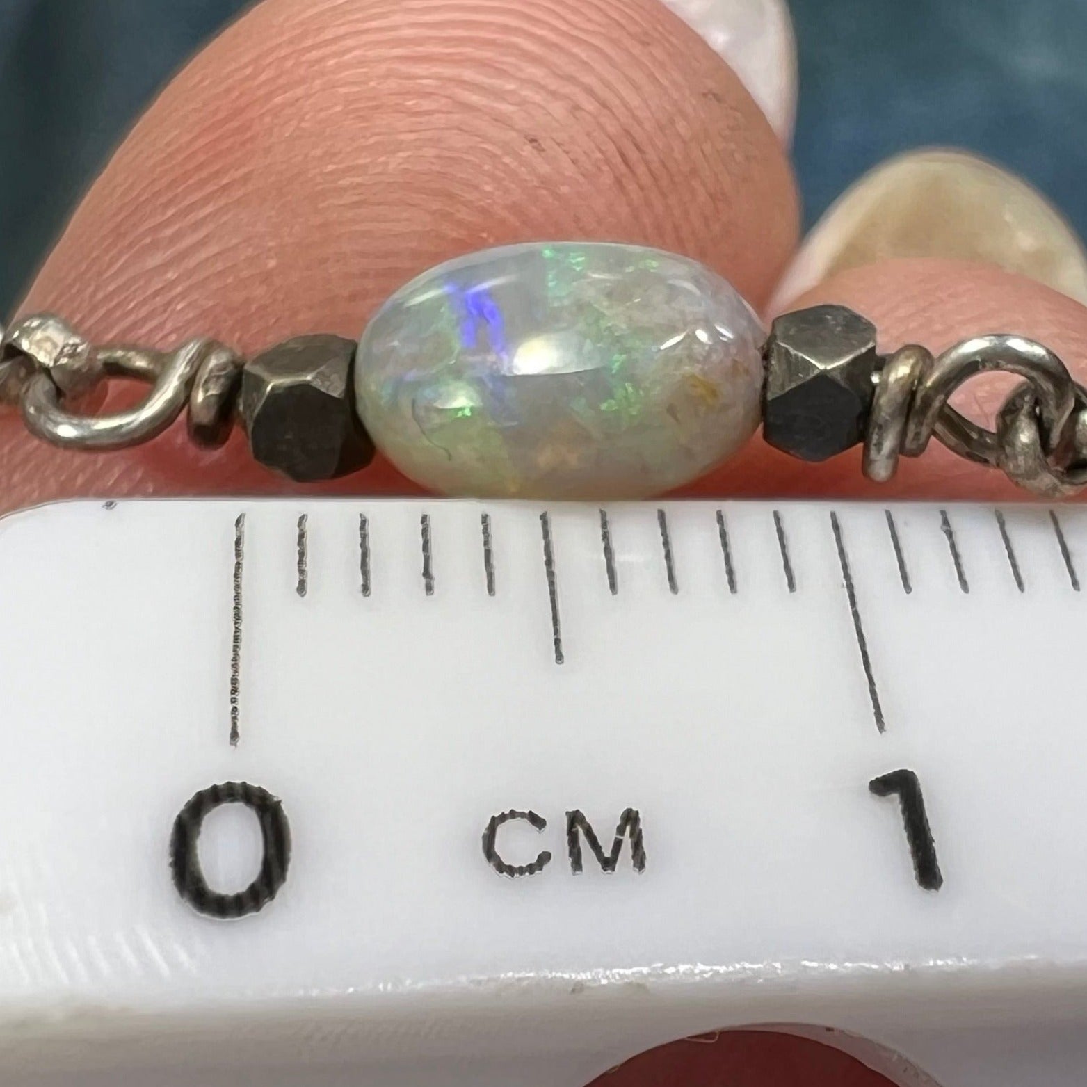 Australian Opal Station Chain Necklace. Silver 925 *Video*