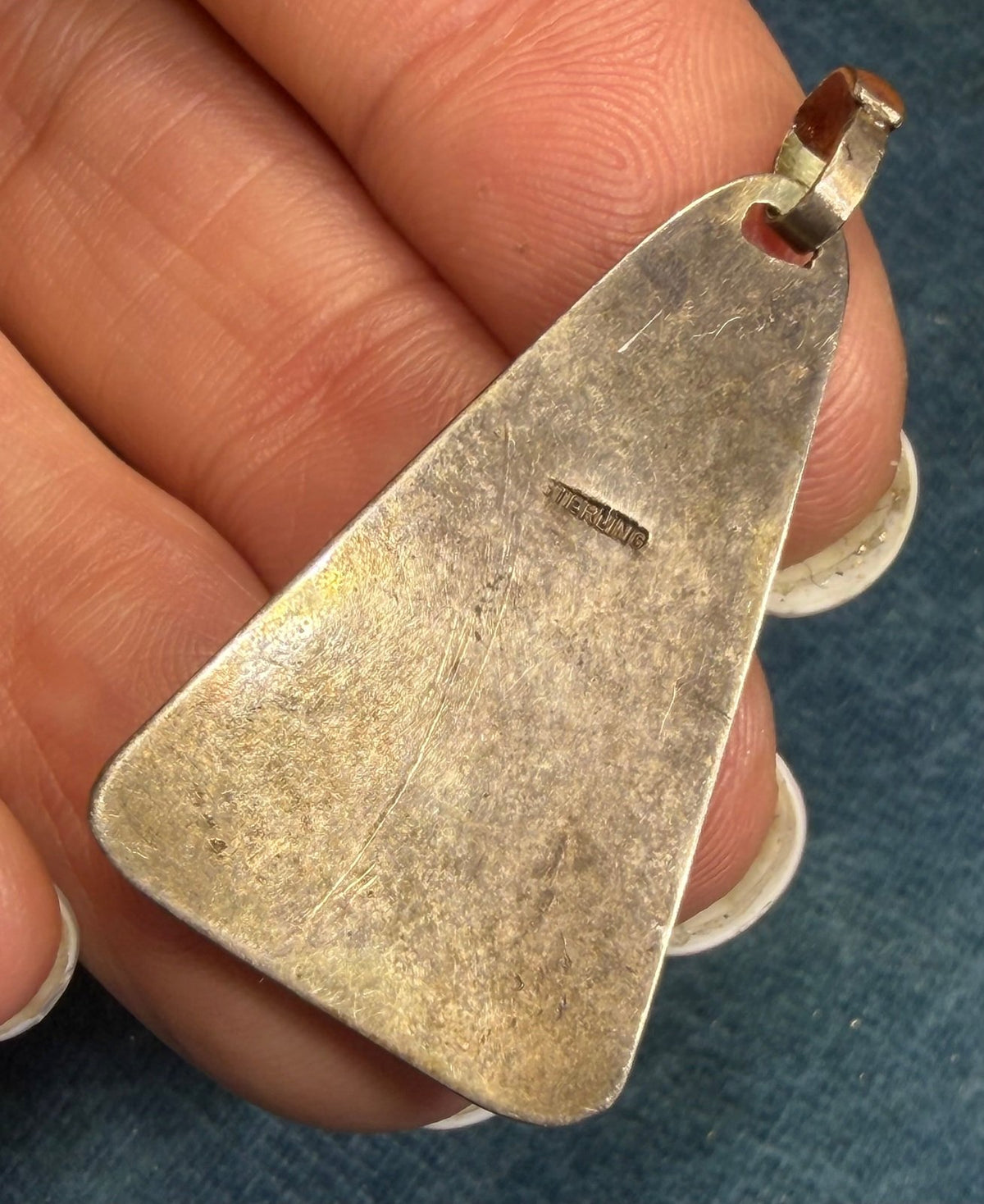 Australian Opal Sterling Silver Triangle Pendant. Old Pawn 1.5" *Video*