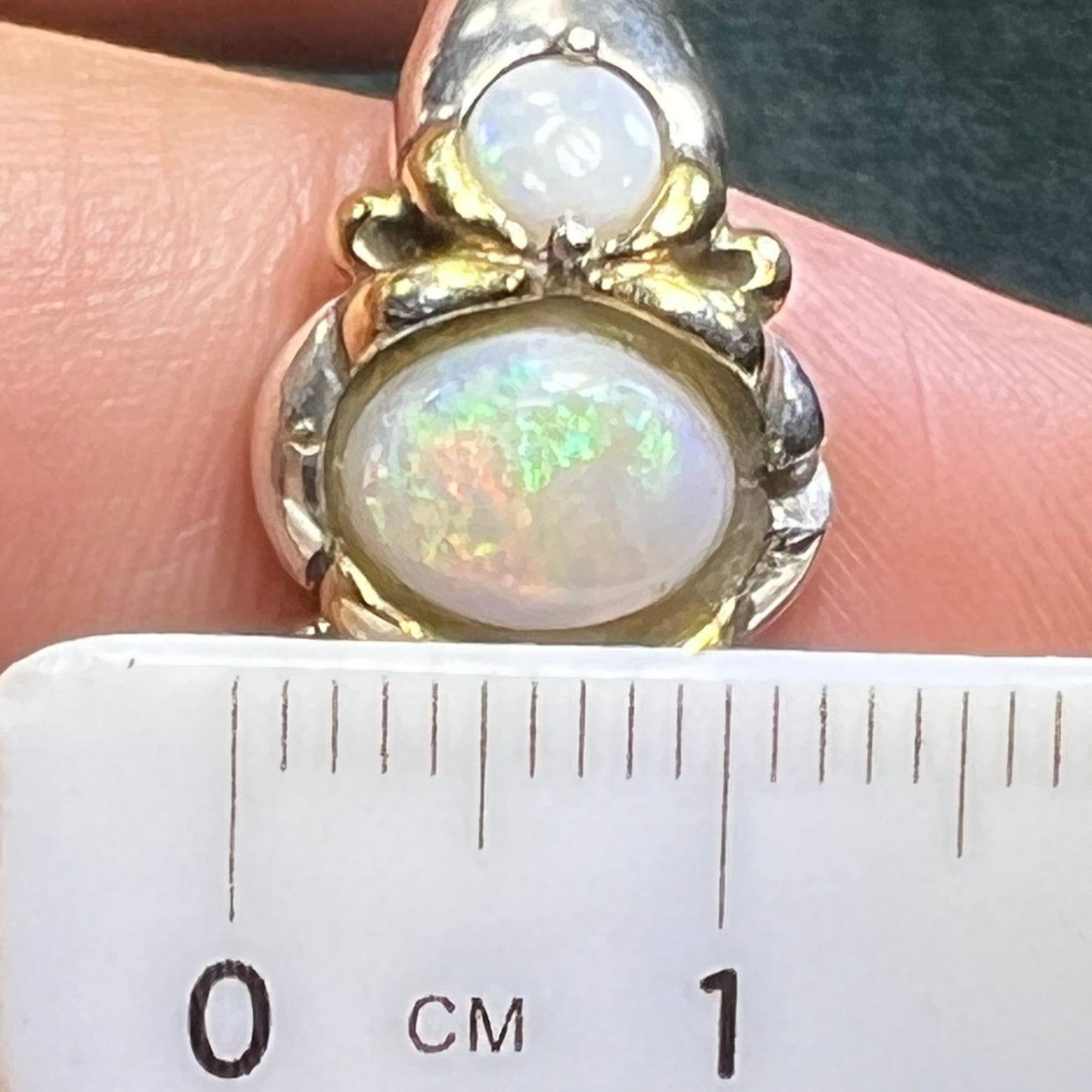 Australian Opal Trio Ring. Bezel-Set in Sterling Silver *Video*