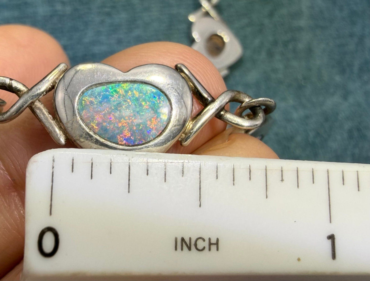 Australian Opal Triplet Hearts Bracelet in 925 Sterling Silver. 13g *Video*