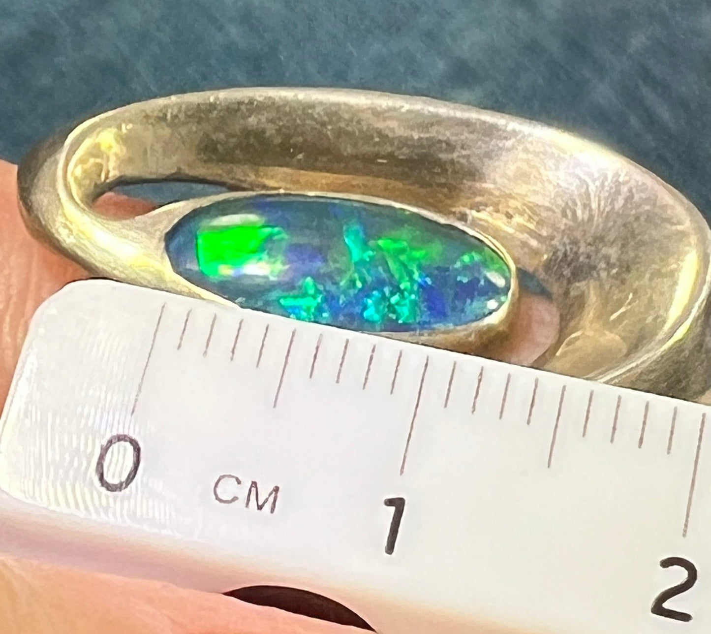 Australian Opal Triplet in 925 Danish Modern Snake Vortex Ring. 1.3" + 13g *Video*
