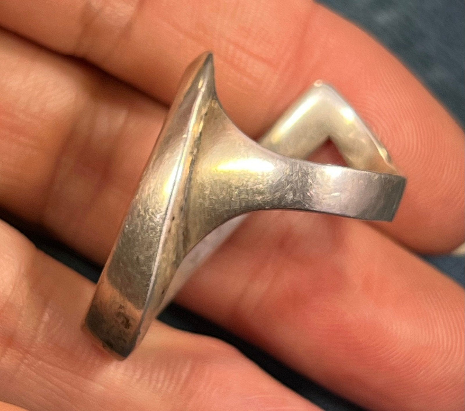 Australian Opal Triplet in 925 Danish Modern Snake Vortex Ring. 1.3" + 13g *Video*