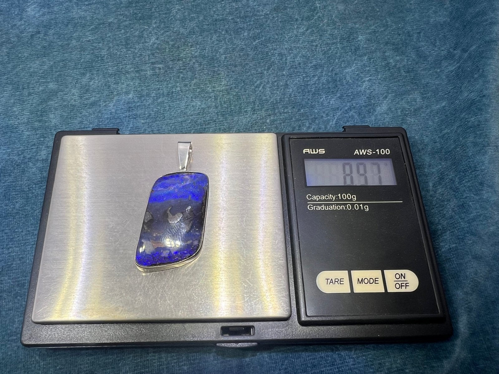 Australian Purple Boulder Opal Pendant in Silver. 2" + 9g *Video*