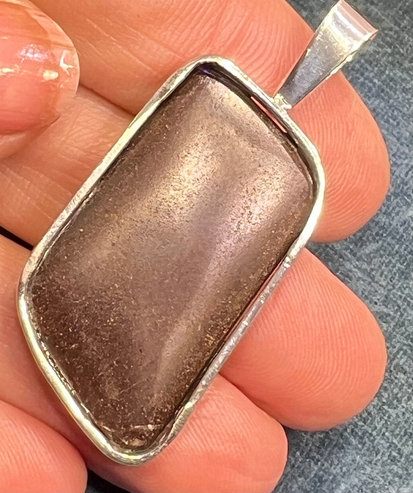 Australian Purple Boulder Opal Pendant in Silver. 2" + 9g *Video*