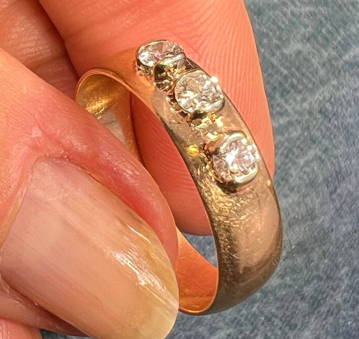 D- 10k Gold 3 Diamond Ring. Engagement/Wedding Band