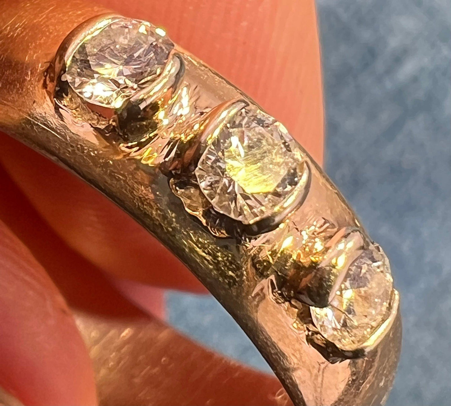 D- 10k Gold 3 Diamond Ring. Engagement/Wedding Band