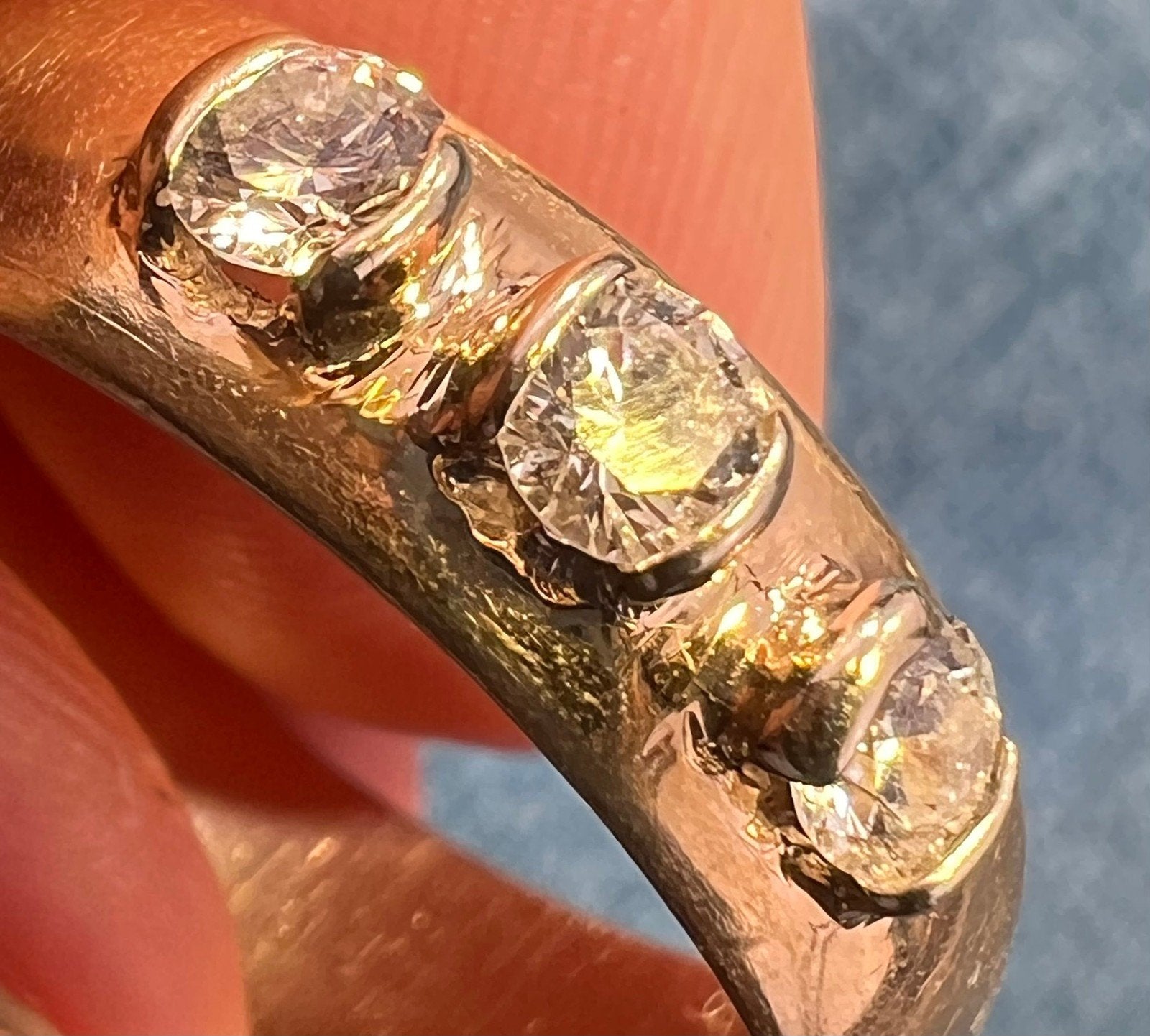 D- 10k Gold 3 Diamond Ring. Engagement/Wedding Band