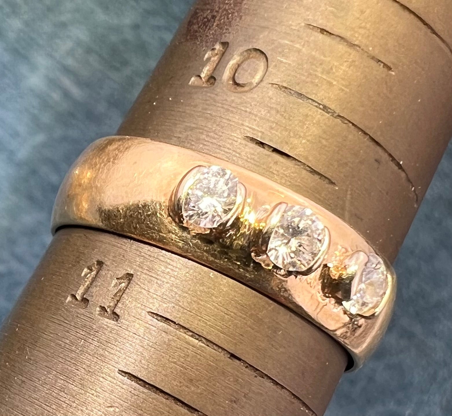 D- 10k Gold 3 Diamond Ring. Engagement/Wedding Band
