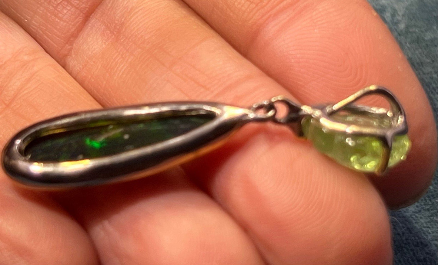 Ethiopian Black Opal Pendant w Carved Frog. Large Teardrop 1.8" *Video*