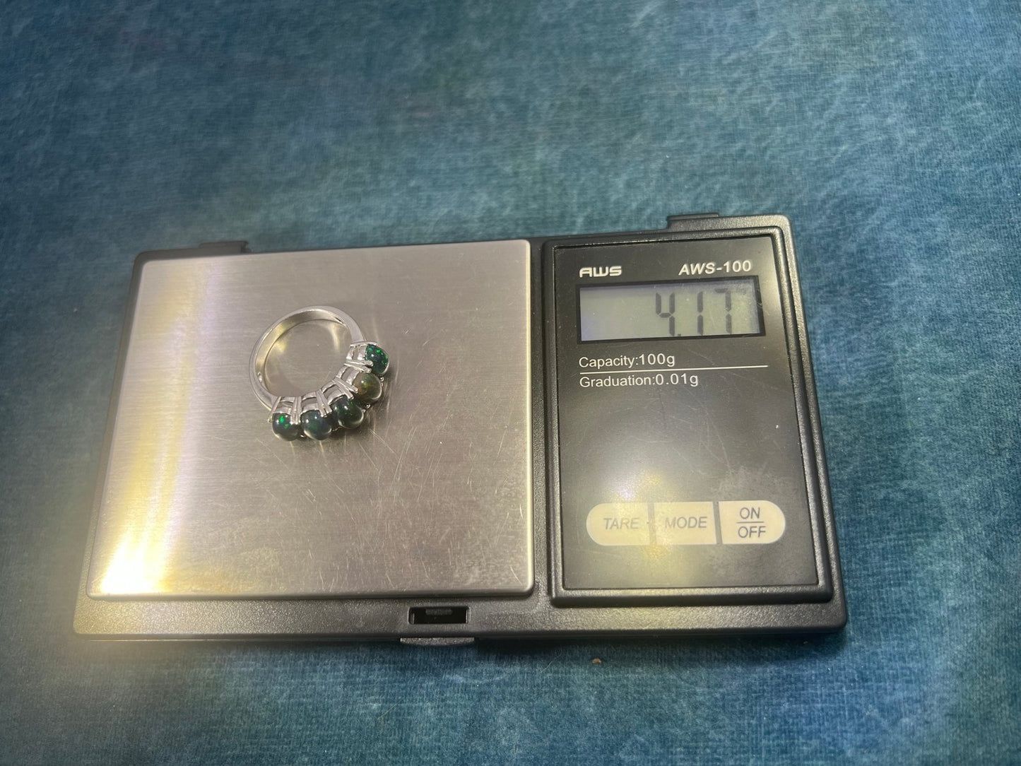 Ethiopian Black Welo Opal 5 Stone Ring in Sterling Silver *Video*