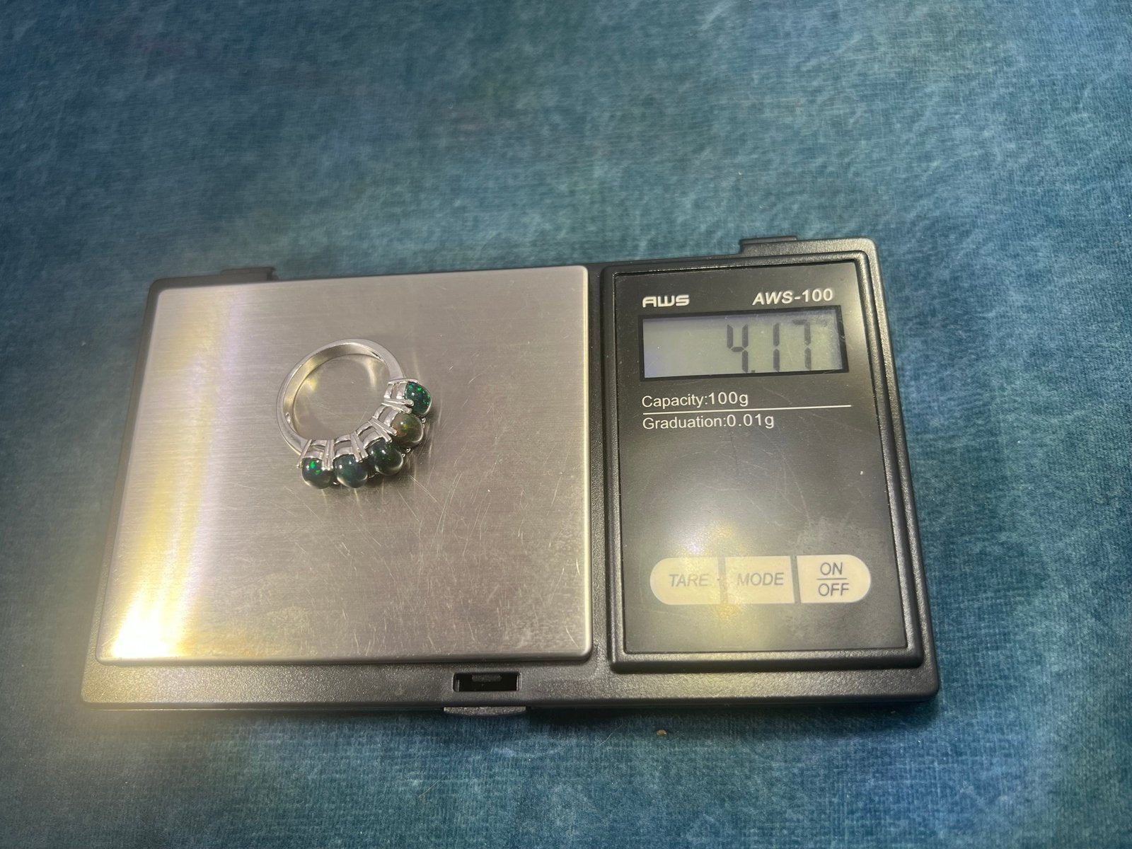 Ethiopian Black Welo Opal 5 Stone Ring in Sterling Silver *Video*