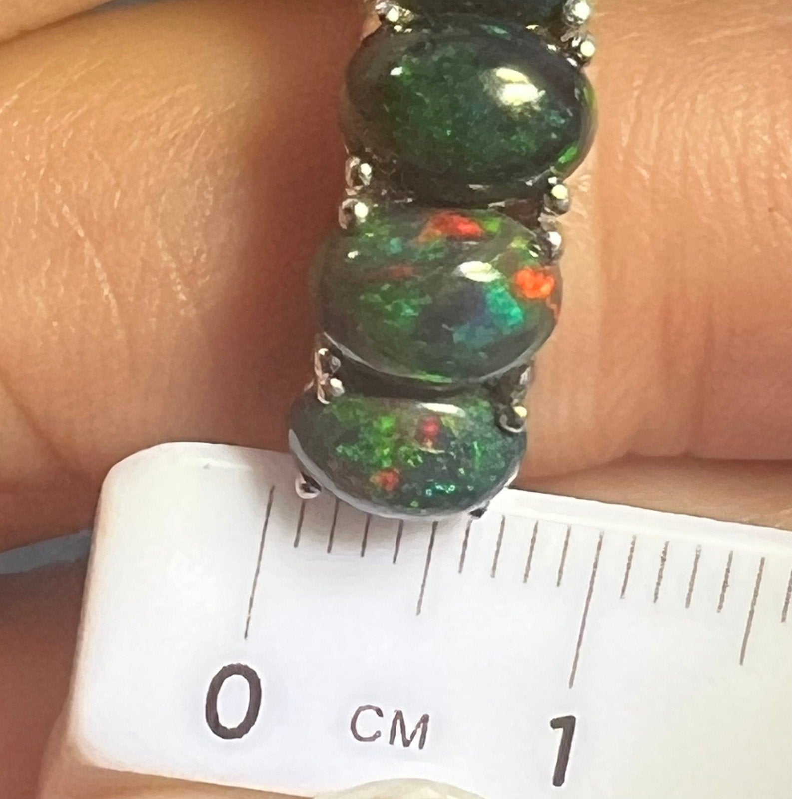 Ethiopian Black Welo Opal 5 Stone Ring in Sterling Silver *Video*
