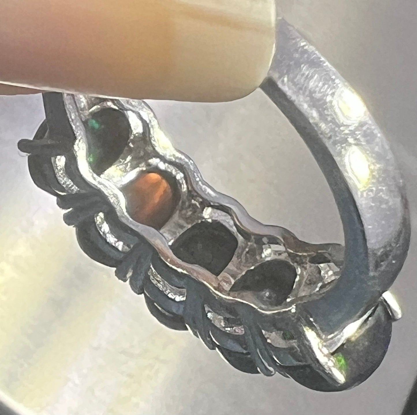 Ethiopian Black Welo Opal 5 Stone Ring in Sterling Silver *Video*