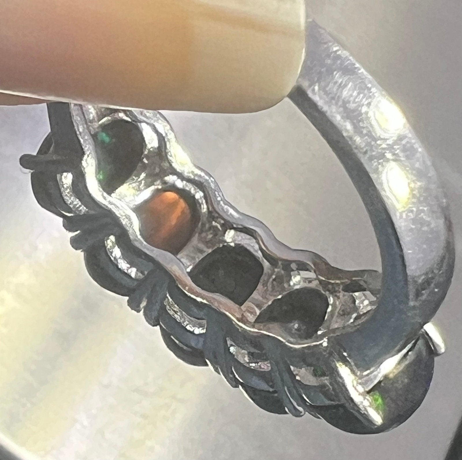 Ethiopian Black Welo Opal 5 Stone Ring in Sterling Silver *Video*