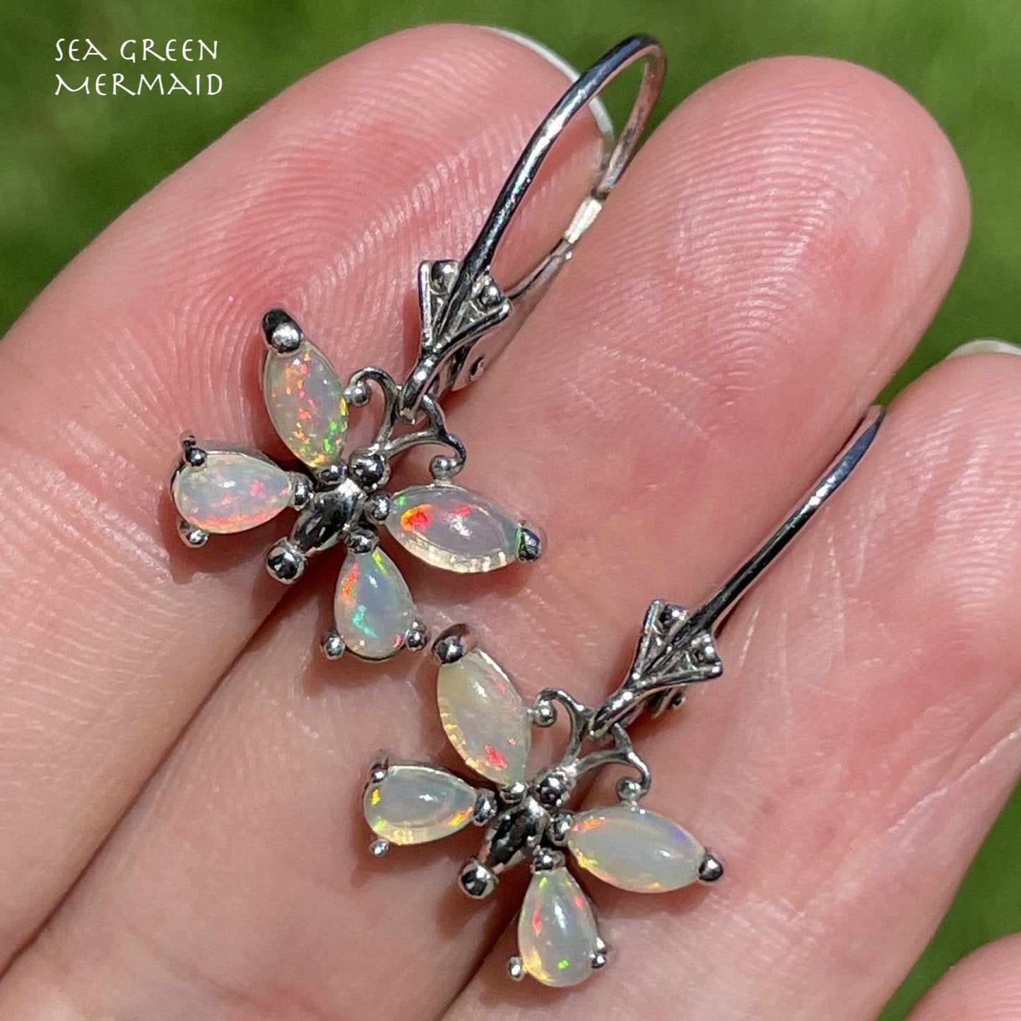 Ethiopian Welo Jelly Opal BUTTERFLY 925 leverback Earrings **VIDEO**
