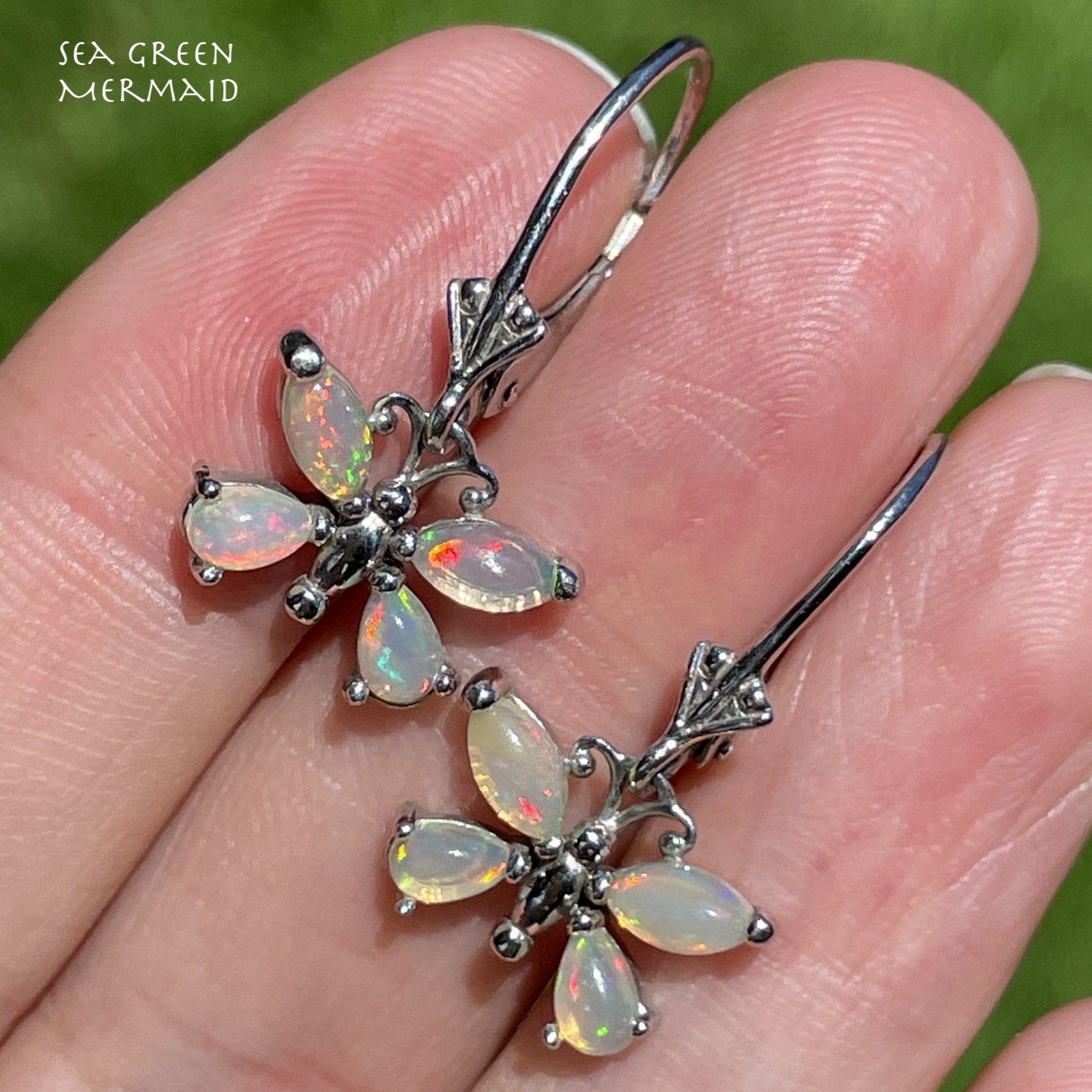 Ethiopian Welo Jelly Opal BUTTERFLY 925 leverback Earrings **VIDEO**