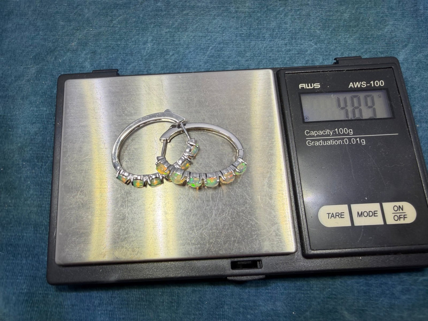 Ethiopian Welo Jelly Opal Huggies Hoop Earrings. 1" 925 Silver *Video*