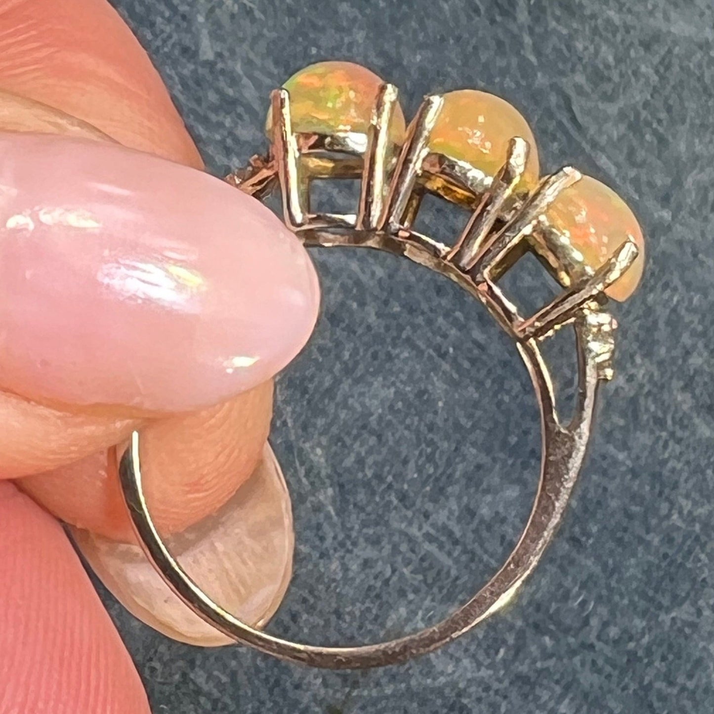 Ethiopian Welo Jelly Opal Ring in Silver. 3 Opal Band *Video*