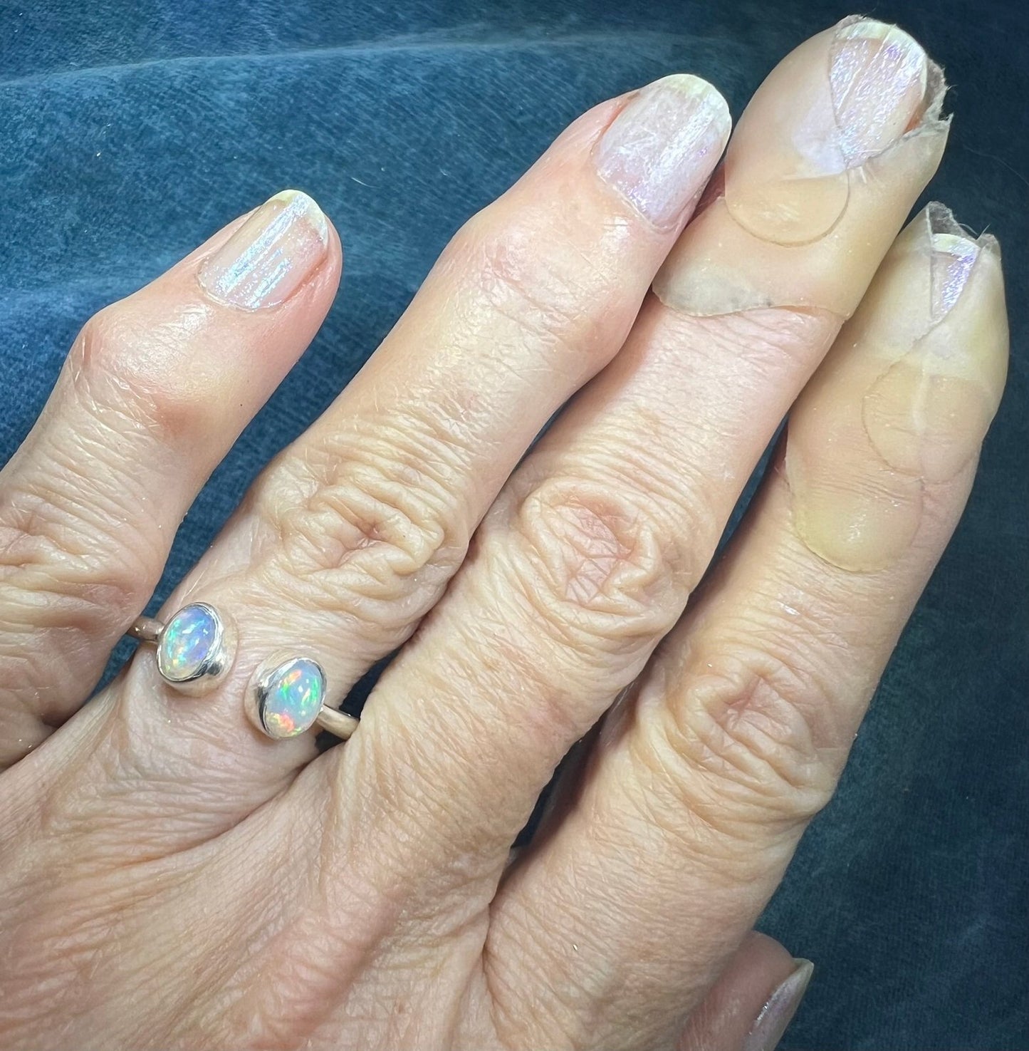 Ethiopian Welo Jelly Opal Silver Bezel Set Open Ring *Video*