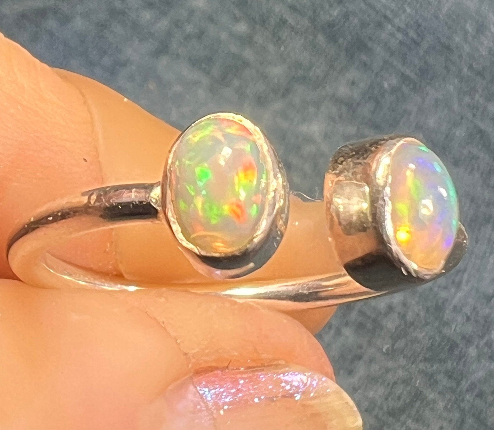 Ethiopian Welo Jelly Opal Silver Bezel Set Open Ring *Video*