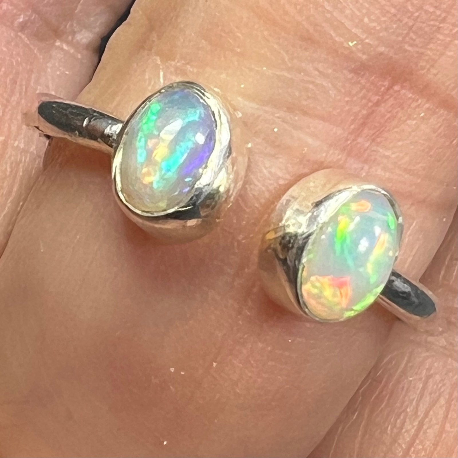 Ethiopian Welo Jelly Opal Silver Bezel Set Open Ring *Video*