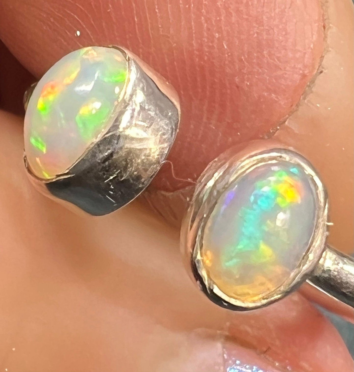 Ethiopian Welo Jelly Opal Silver Bezel Set Open Ring *Video*