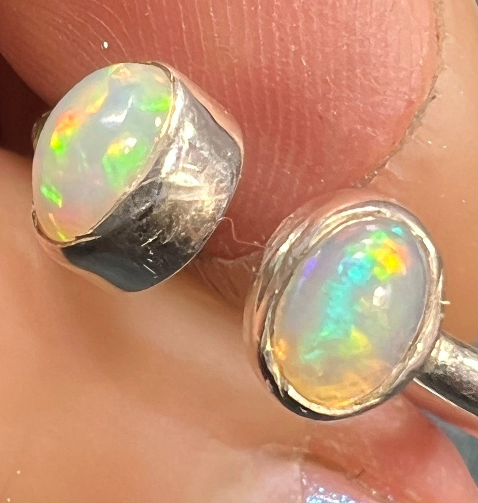 Ethiopian Welo Jelly Opal Silver Bezel Set Open Ring *Video*