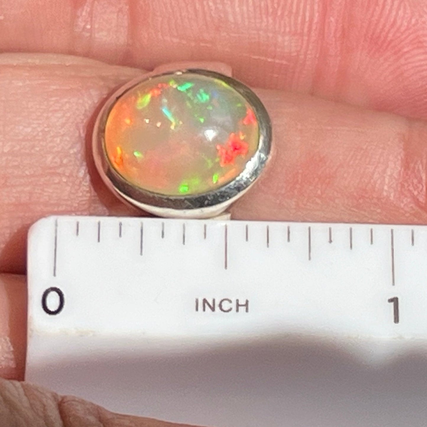 Ethiopian Welo Jelly Opal Silver Bezel Set Ring. 1/2" *Video*