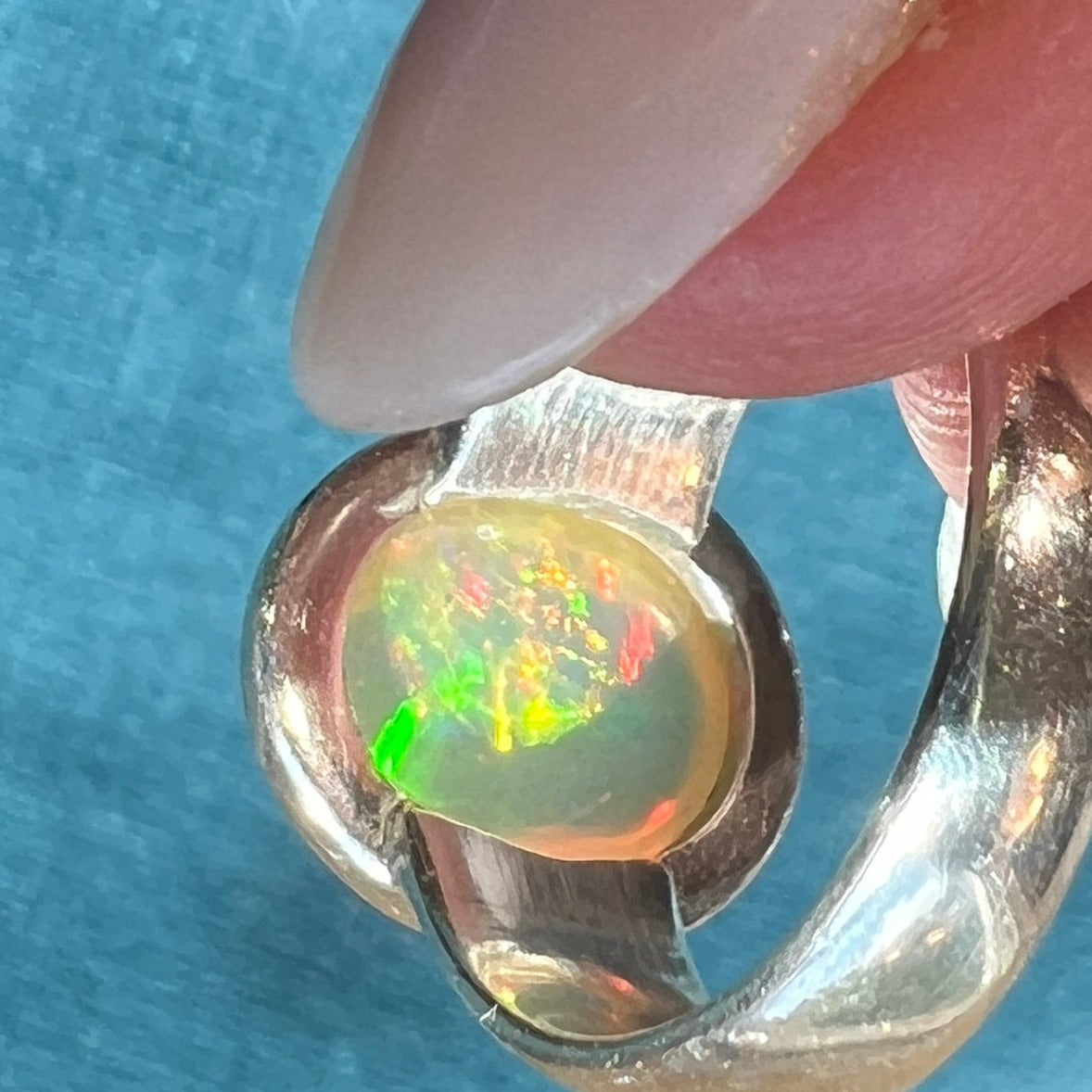 Ethiopian Welo Jelly Opal Silver Bezel Set Ring. 1/2" *Video*