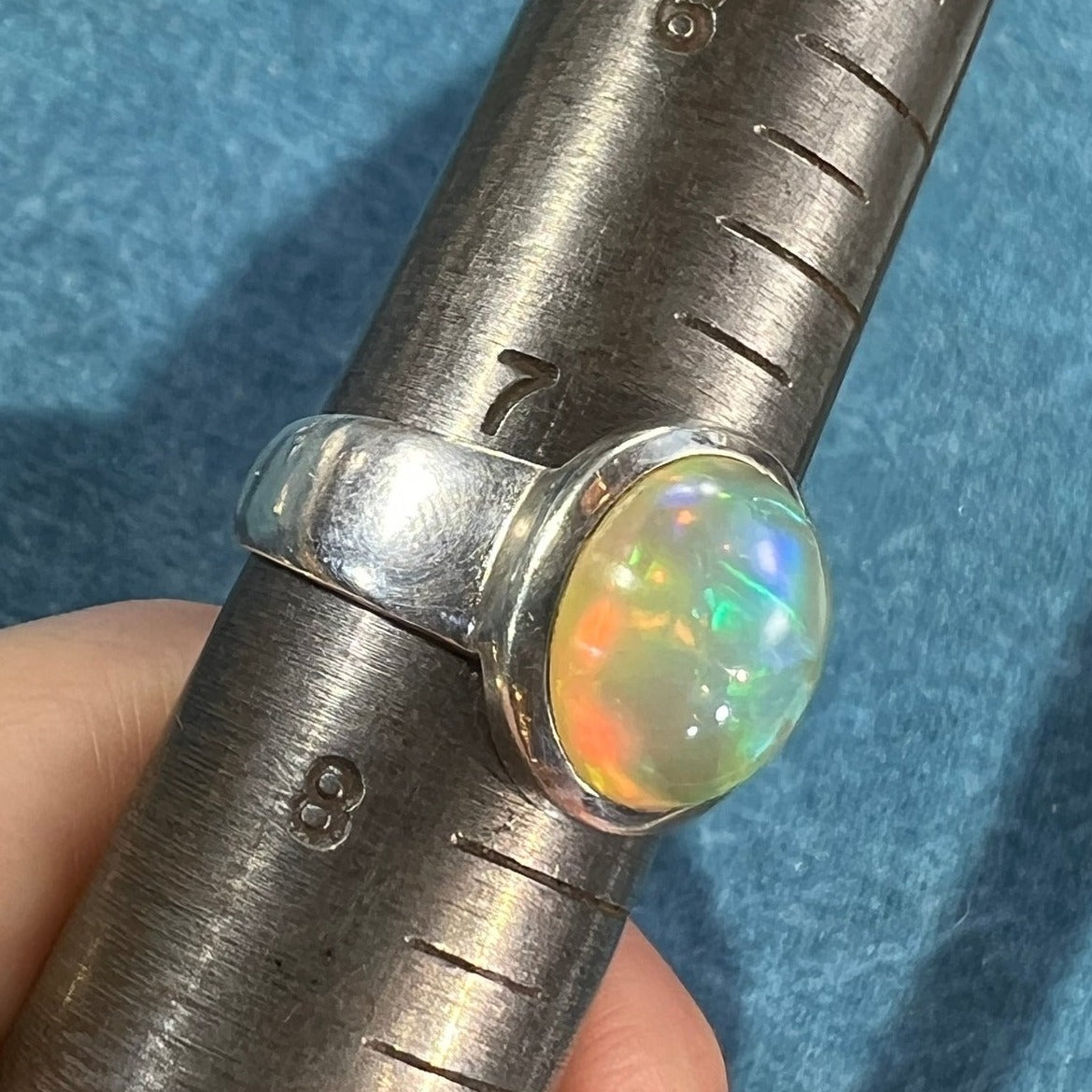 Ethiopian Welo Jelly Opal Silver Bezel Set Ring. 1/2" *Video*