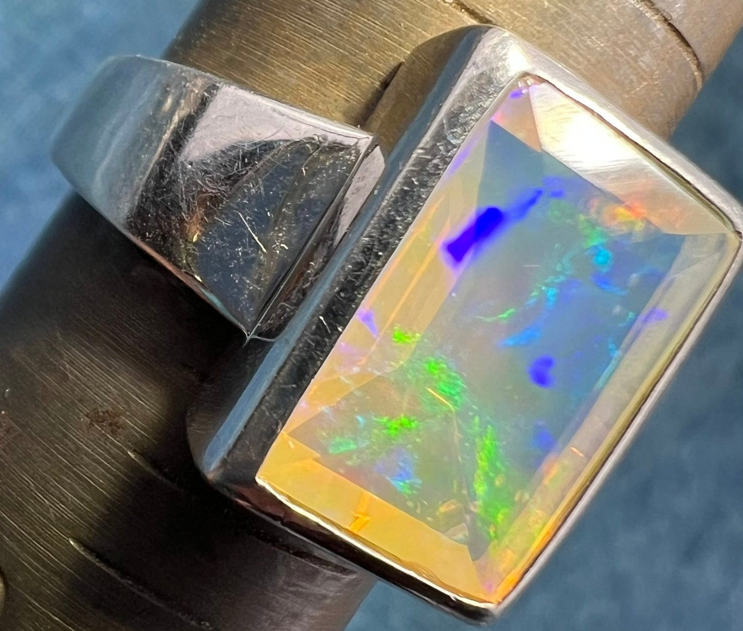 Ethiopian Welo Jelly Opal Silver Bezel Set Ring. 7g *Video*