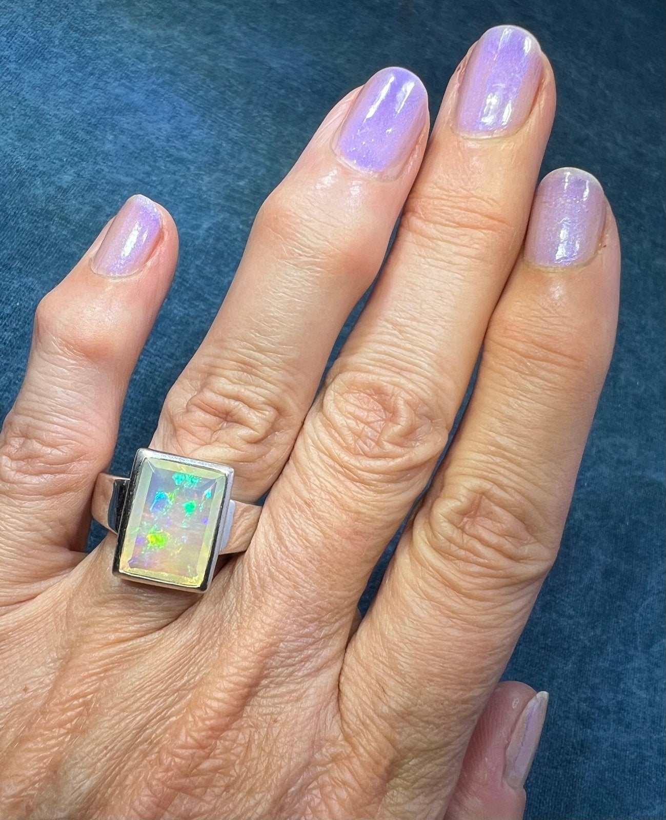 Ethiopian Welo Jelly Opal Silver Bezel Set Ring. 7g *Video*